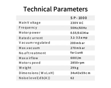 SP1000 Suction Unit: Technical Parameters