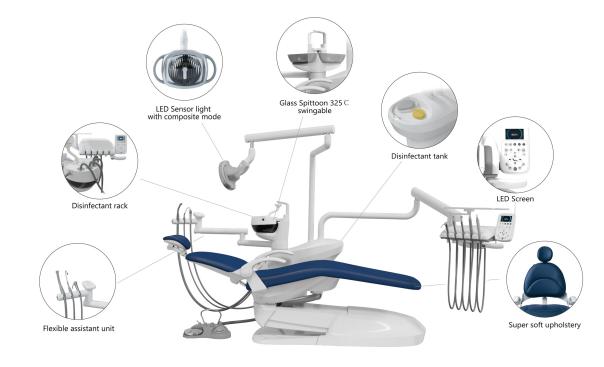 2021 New Version Dental Chair  aj25 التلقائي تعقيم كرسي 